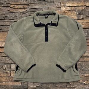 VTG LL Bean Snap Fleece Pullover Jacket Womens Medium Sage Green Sweater Y2K